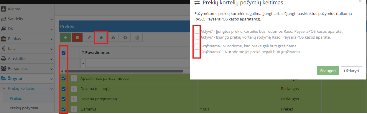 Item attribute assignment window